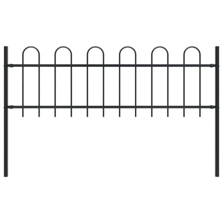 Clôture de jardin avec dessus en cerceau Acier 1,7 m Noir 2
