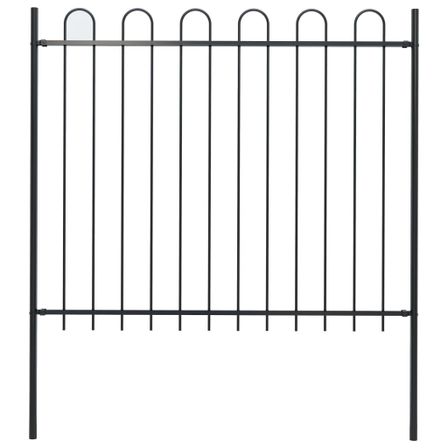 Clôture de jardin avec dessus en cerceau Acier 1,7 m Noir 4