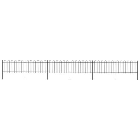 Clôture de jardin avec dessus en cerceau Acier 10,2 x 1 m Noir