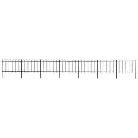 Clôture de jardin avec dessus en cerceau Acier 11,9x1,2 m Noir