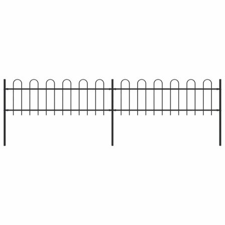 Clôture de jardin avec dessus en cerceau Acier 3,4 x 0,6 m Noir