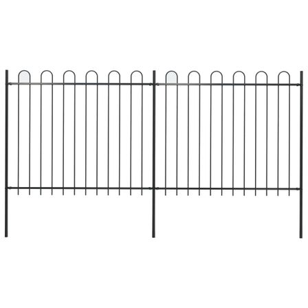 Clôture de jardin avec dessus en cerceau Acier 3,4 x 1,5 m Noir