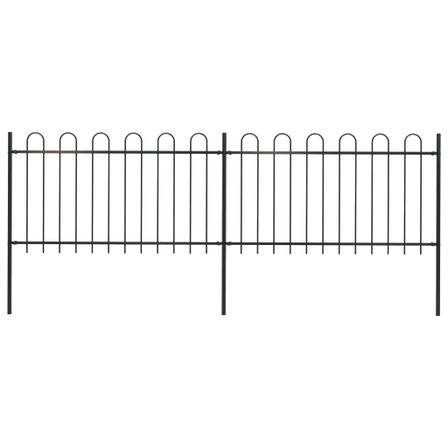 Clôture de jardin avec dessus en cerceau Acier 3,4 x 1 m Noir