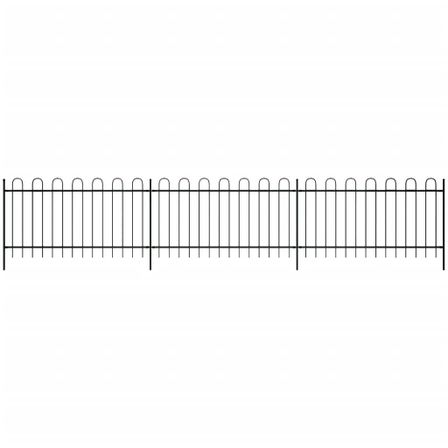 Clôture de jardin avec dessus en cercle Acier 6 m Noir