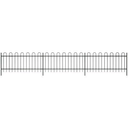 Clôture de jardin avec dessus en cercle Acier 600x60 cm Noir