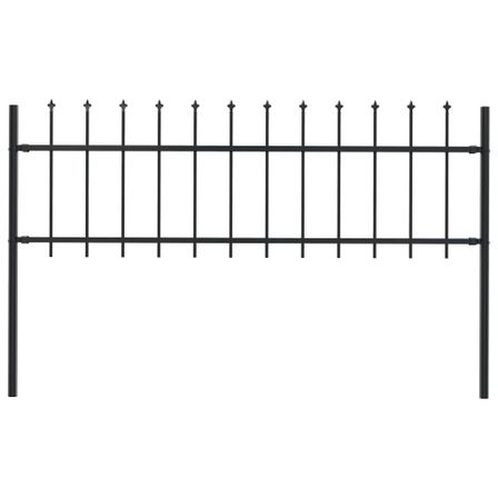 Clôture de jardin avec dessus en lance Acier 1,7 x 0,6 m Noir