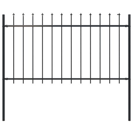 Clôture de jardin avec dessus en lance Acier 1,7 x 1 m Noir