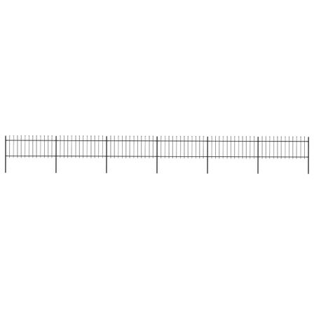 Clôture de jardin avec dessus en lance Acier 10,2x0,8 m Noir