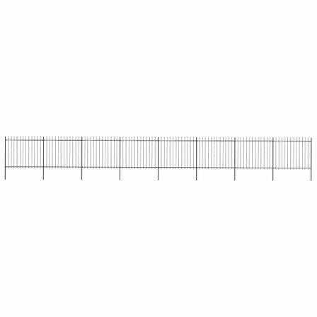 Clôture de jardin avec dessus en lance Acier 13,6 x 1,5 m Noir