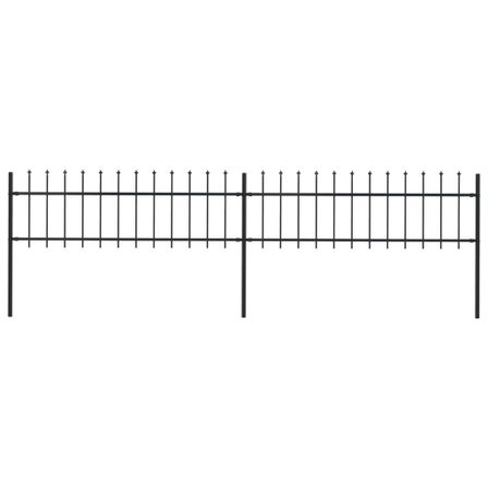 Clôture de jardin avec dessus en lance Acier 3,4 x 0,6 m Noir