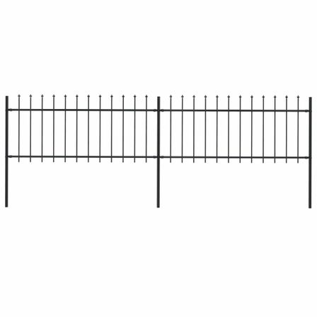 Clôture de jardin avec dessus en lance Acier 3,4x0,8 m Noir