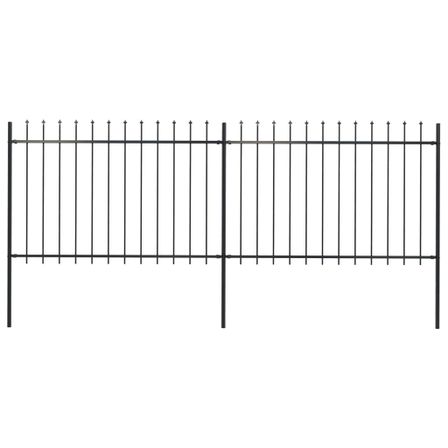 Clôture de jardin avec dessus en lance Acier 3,4x1,2 m Noir