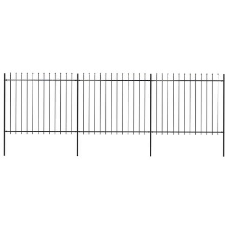 Clôture de jardin avec dessus en lance Acier 5,1 x 1,5 m Noir