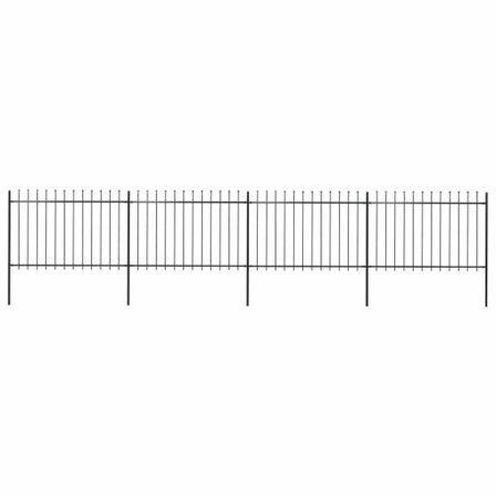 Clôture de jardin avec dessus en lance Acier 6,8 x 1,2 m Noir