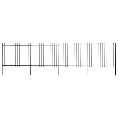 Clôture de jardin avec dessus en lance Acier 6,8 x 1,5 m Noir