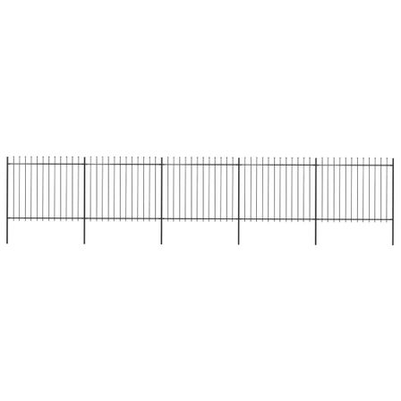 Clôture de jardin avec dessus en lance Acier 8,5 x 1,5 m Noir