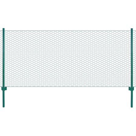 Clôture en grillage métallique avec poteaux Acier 25x0,5 m Vert 2