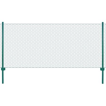 Clôture en grillage métallique avec poteaux Acier 25x0,5 m Vert