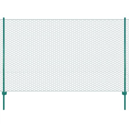 Clôture en grillage métallique avec poteaux Acier 25x1,5 m Vert 2