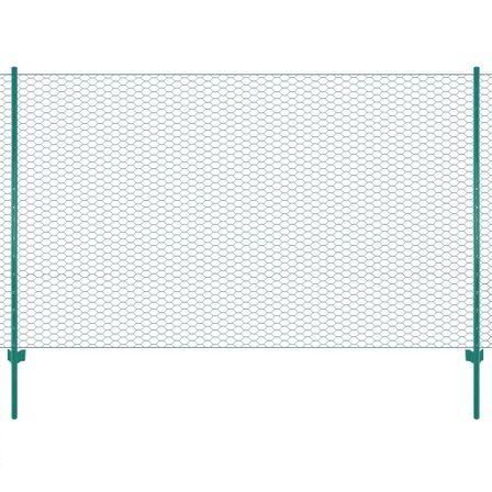 Clôture en grillage métallique avec poteaux Acier 25x2 m Vert 2
