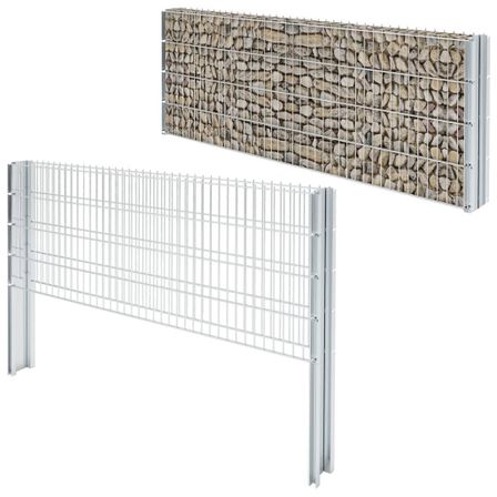 Clôture gabion 2D Acier galvanisé 2,008x0,83m 14m total Argenté