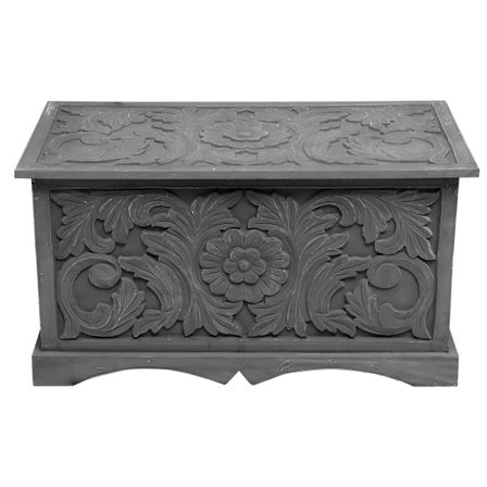 Coffre de rangement bois massif gris Toural