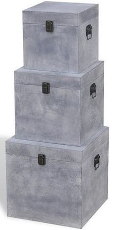 Coffre de rangement carré bois gris Arania - 3 pièces