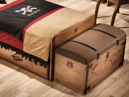 Coffre de rangement chambre enfant Pirate bois clair