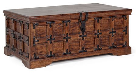 Coffre de rangement en acacia marron Jania L 110 cm