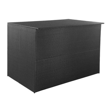 Coffre de rangement jardin résine tressée noire Zamen