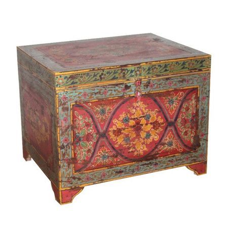 Coffre de rangement manguier massif multicolore Veeda