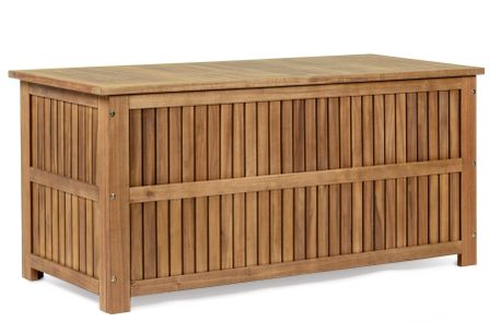 Coffre de rangement NOEMI – intérieur / extérieur, bois d’acacia huilé