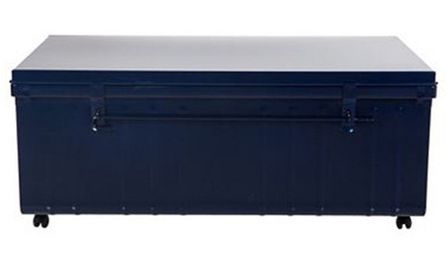 Coffre de rangement sur roulettes métal bleu nuit nacré Cathy