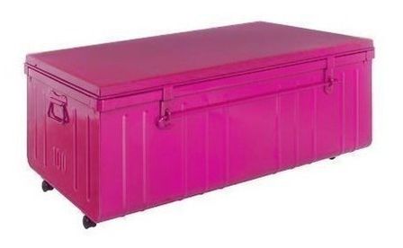 Coffre de rangement sur roulettes métal rose brillant Cathy