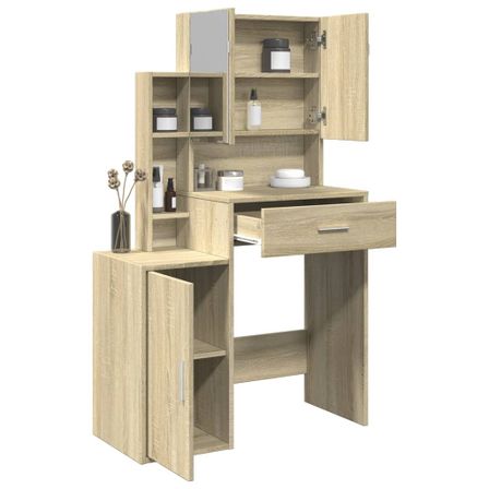 Coiffeuse avec armoire chêne sonoma 80x35x132 cm