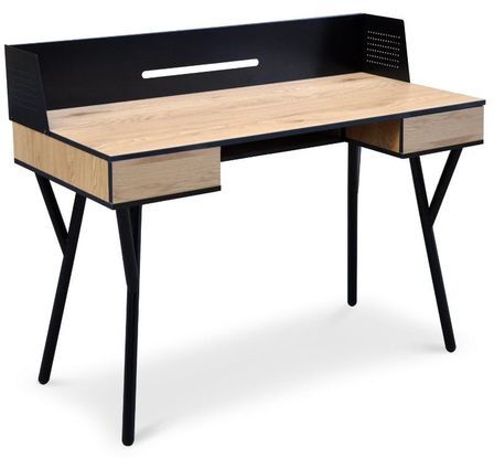 Coiffeuse chêne clair et métal noir Mindy