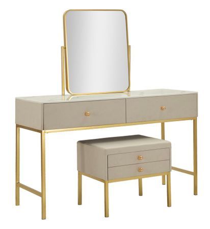 Coiffeuse de luxe avec miroir et tabouret design contemporain