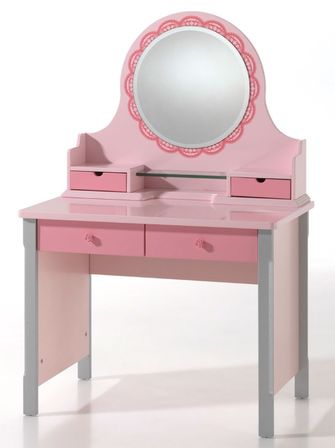 Coiffeuse gris et rose Girly