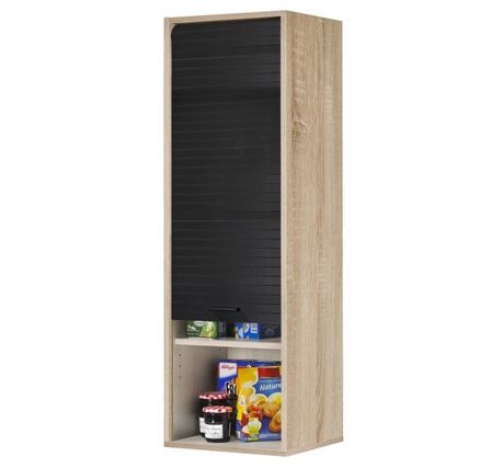 Colonne cuisine à rideau KUMA 40 cm – Meuble compact suspendu ou à poser avec étagères