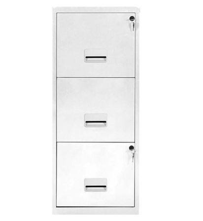 Colonne de rangement en métal Bolane H 126 cm - 4 grands tiroirs avec serrure à clé