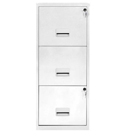 Colonne de rangement en métal Bolane H 96 cm - 3 grands tiroirs avec serrure à clé