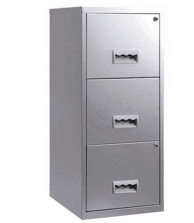 Colonne de rangement en métal Bolane H 96 cm - 3 grands tiroirs avec serrure à clé