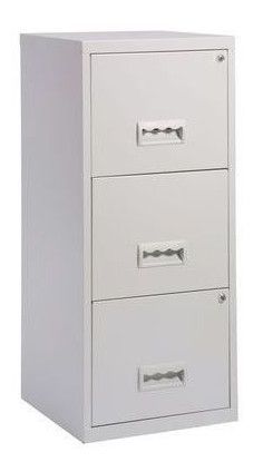 Colonne de rangement en métal Bolane H 96 cm - 3 grands tiroirs avec serrure à clé