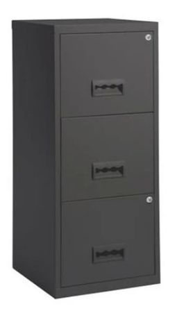 Colonne de rangement en métal Bolane H 96 cm - 3 grands tiroirs avec serrure à clé