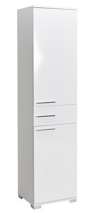 Colonne de rangement multifonctions blanche 2 portes 1 tiroir Lika 45 cm
