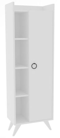 Colonne de salle de bain 1 porte 3 etagères bois blanc Vima 50 cm