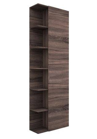 Colonne de salle de bain 1 porte 6 étagères bois foncé Teph L 47 cm