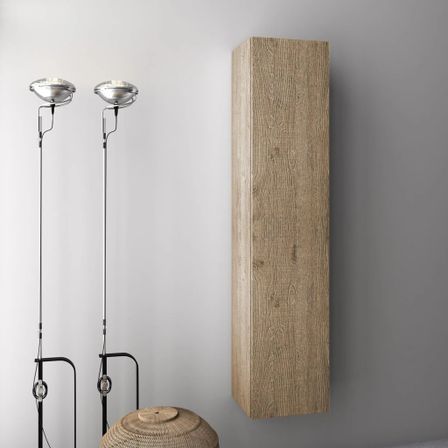Colonne de salle de bain mélaminé chêne clair Malo L 34 cm