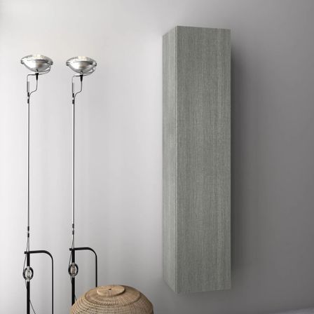 Colonne de salle de bain mélaminé gris Malo L 34 cm