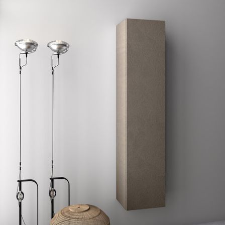 Colonne de salle de bain mélaminé taupe effet pierre Olo L 34 cm